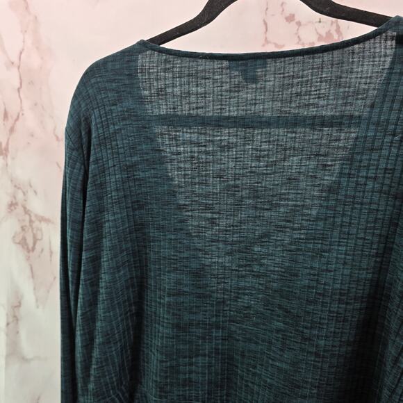 Torrid Dress Womens 3X Green Sweater Long Sleeve Faux Wrap Ribbed Dark Forest - Picture 7 of 13